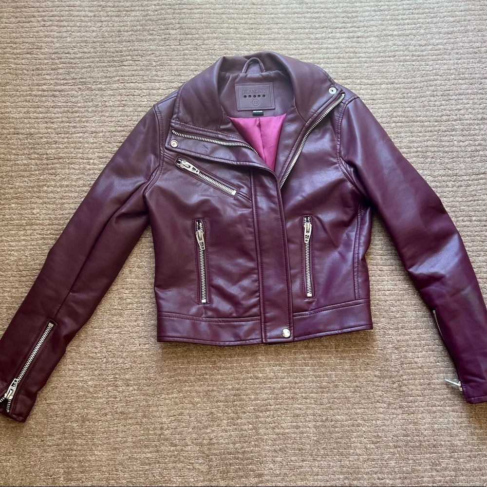 Blank NYC faux leather jacket in burgundy